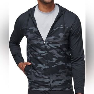 Travis Mathew Black Camo/ Black Lightweight Zip Hoodie Jacket/ Windbreaker Large